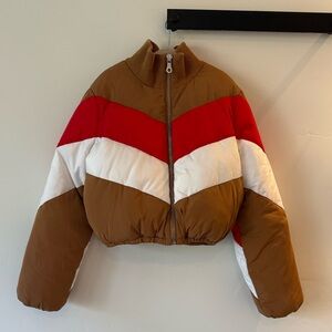 Tularosa Brown, white, Red puffer/bomber Jacket